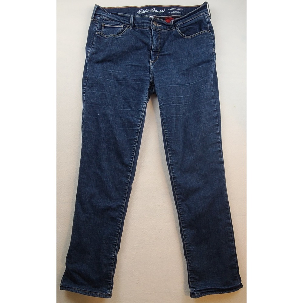 Eddie Bauer Flannel Lined Jeans Womens 12 Slightly Curvy Straight Buffalo Plaid